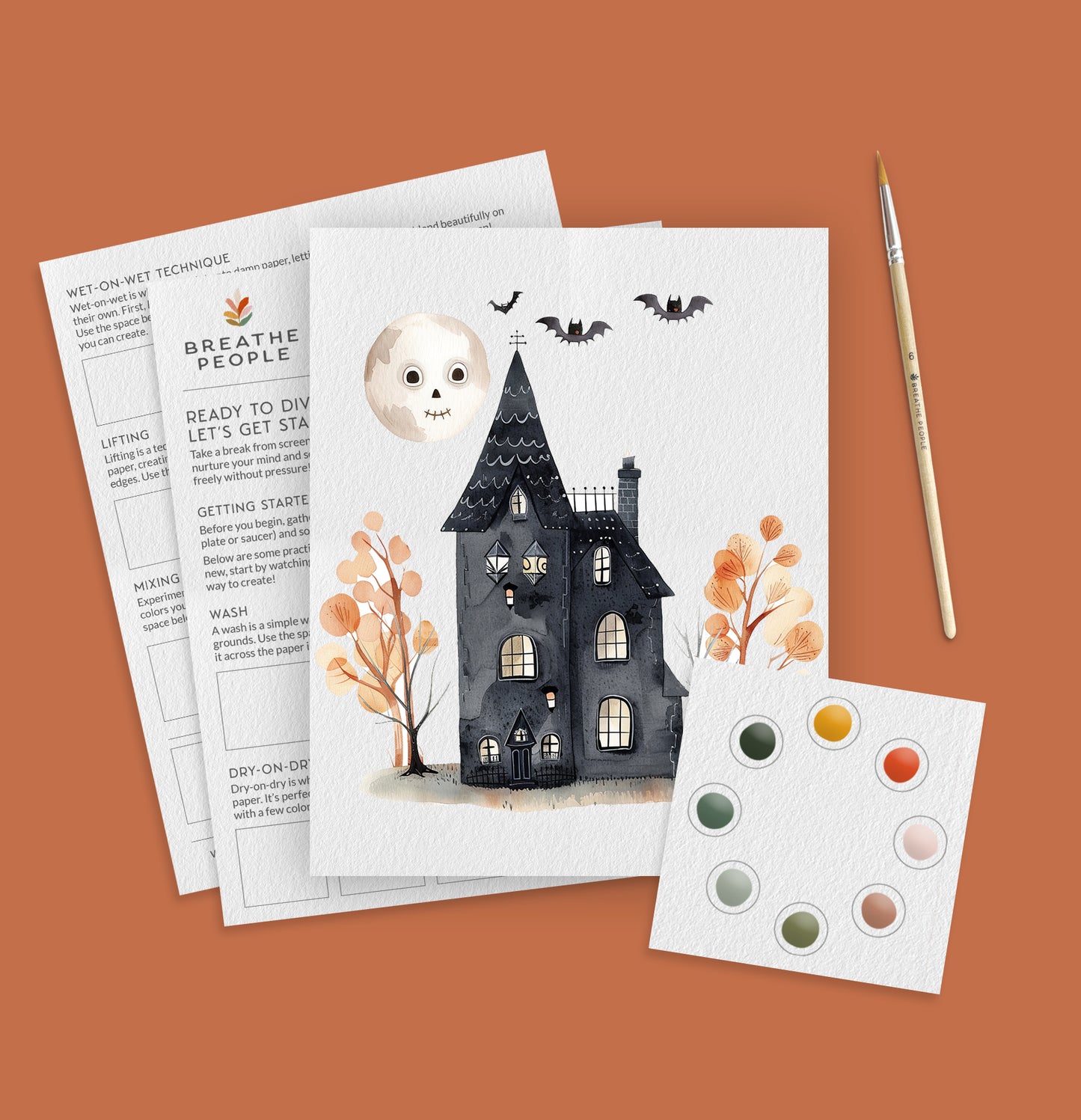 All-in-One Watercolor Kits for Cozy Fall Days- Haunted House