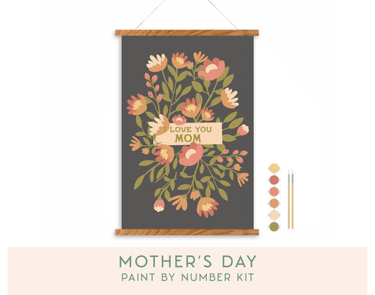 Mother's Day Paint by Number Kit - Bouquet on Grey