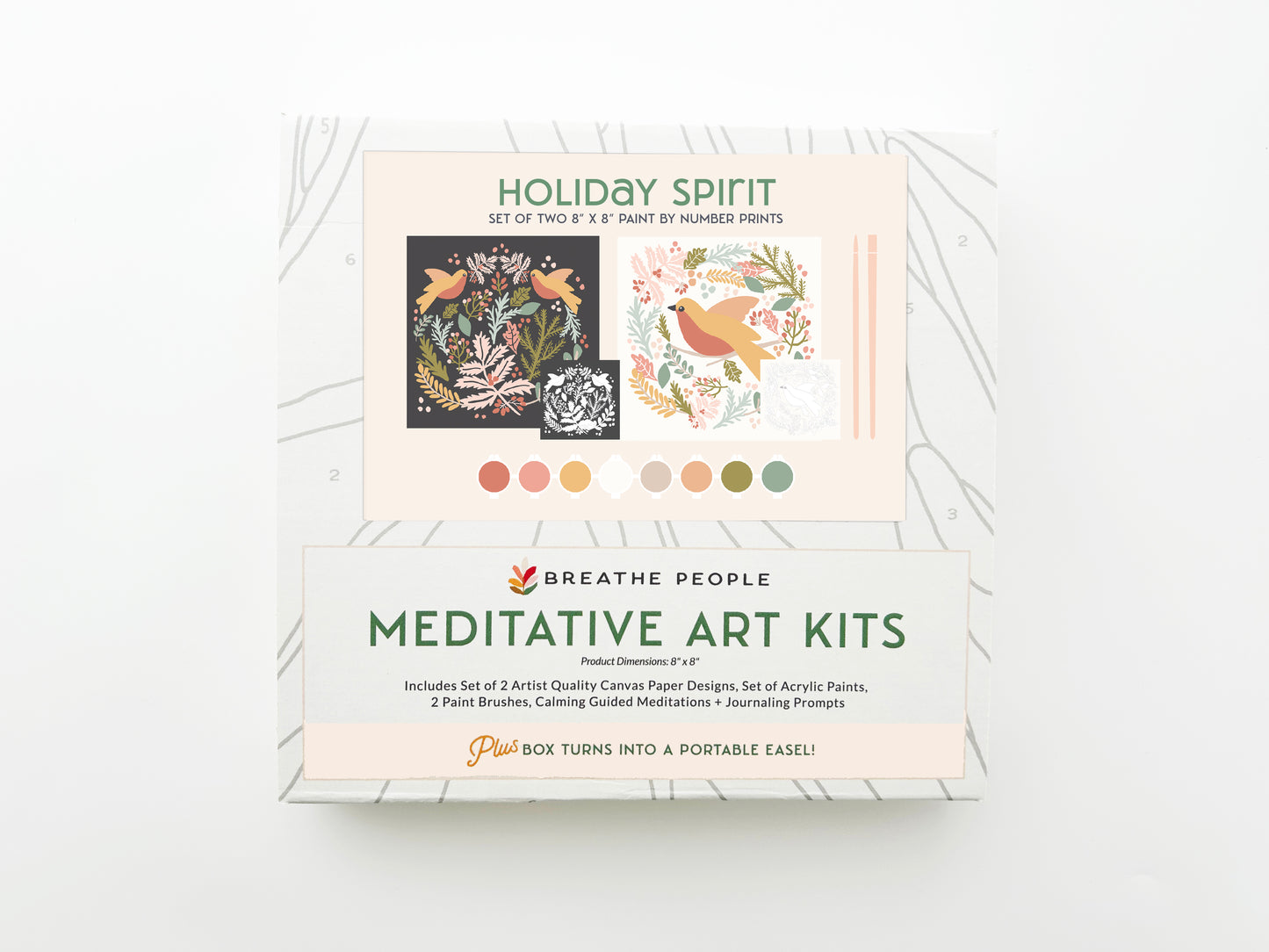 A Holiday Spirit Set Meditative Art Paint by Numbers Set of 2 8x8" Prints