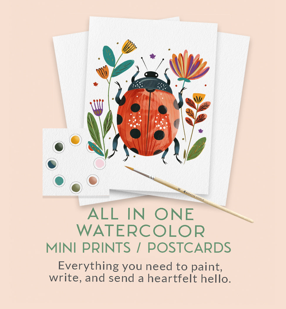 All-in-One Watercolor Art Prints + Postcards: Folk Art