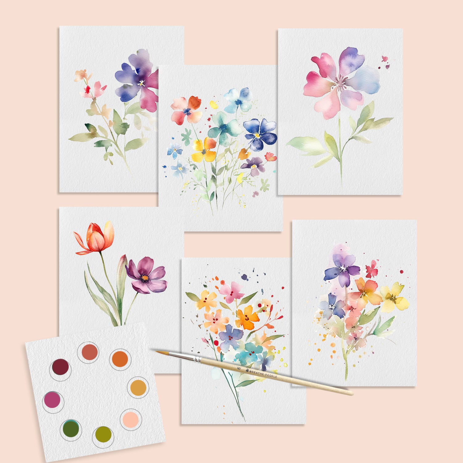 All-in-One Watercolor Art Prints + Postcards: Spring Flowers