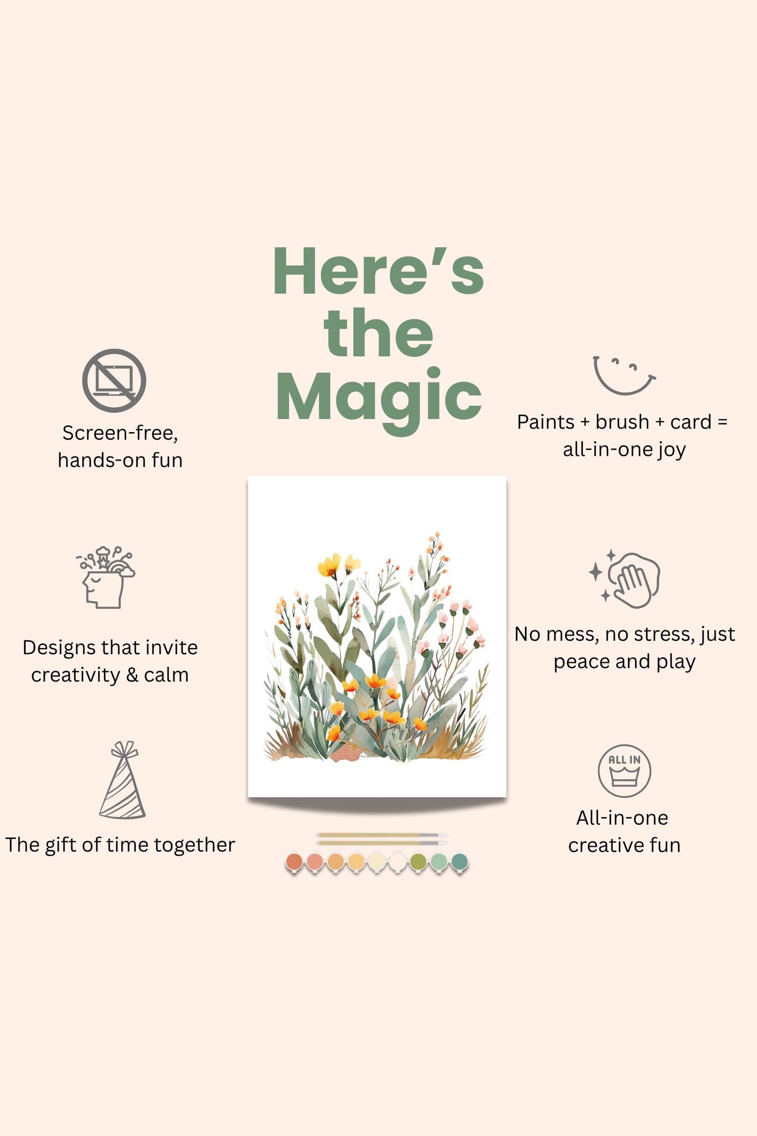 Brilliant Bouquet Watercolor Paint Set, Beginner Kit with Practice Sheets