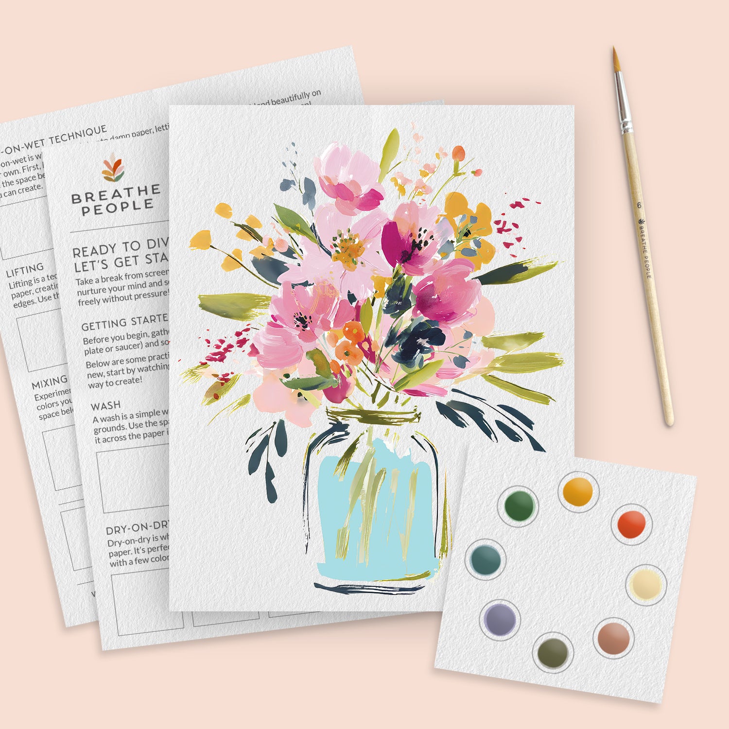 All-In-One Jar of Flowers Watercolor Kit