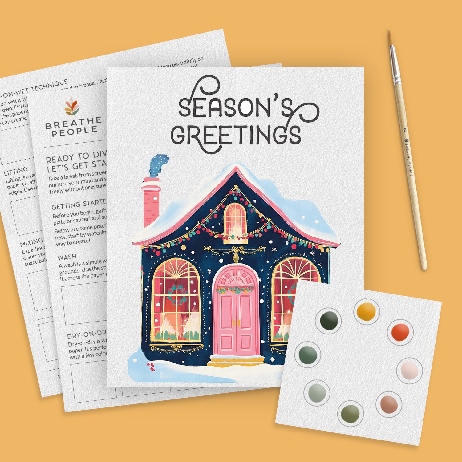 All-in-One Watercolor Kits for Holidays- Holiday Home
