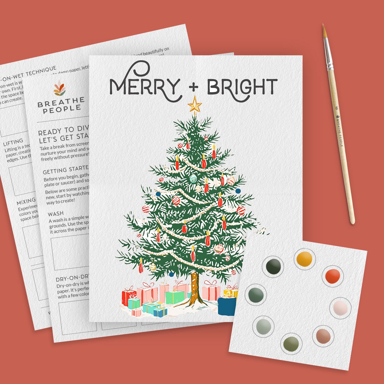 All-in-One Watercolor Kits for Holidays- Merry + Bright