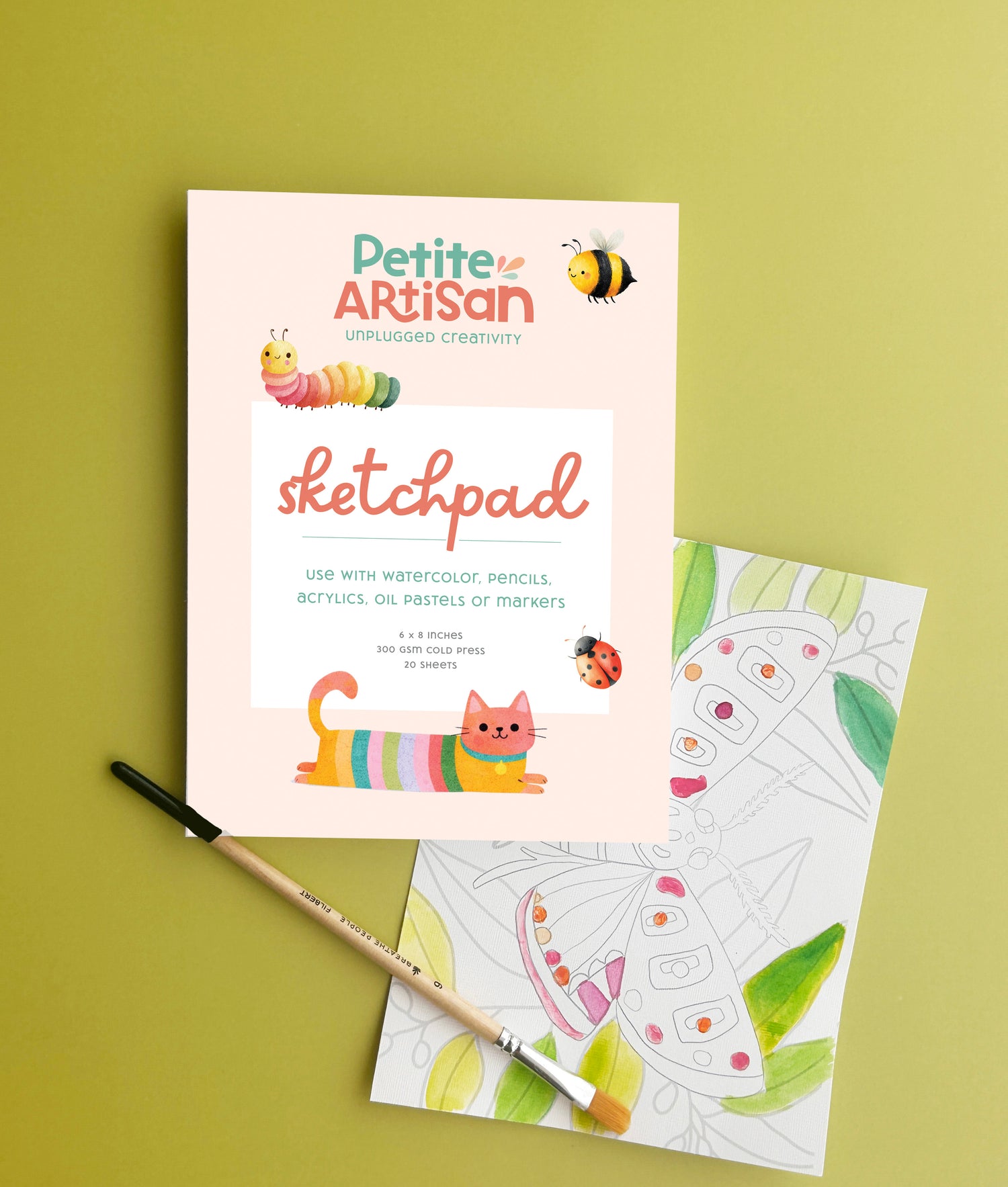Kids Watercolor Sketch Pad – 300gsm Cold Press Paper (Ages 8+)