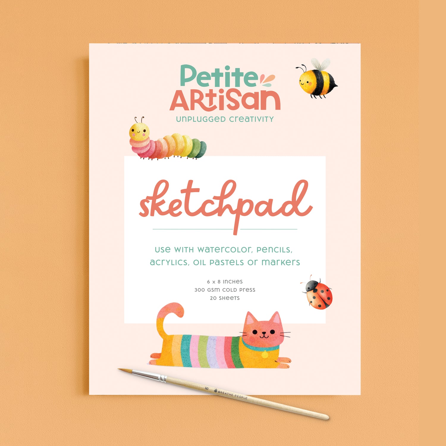 Kids Watercolor Sketch Pad – 300gsm Cold Press Paper (Ages 8+)