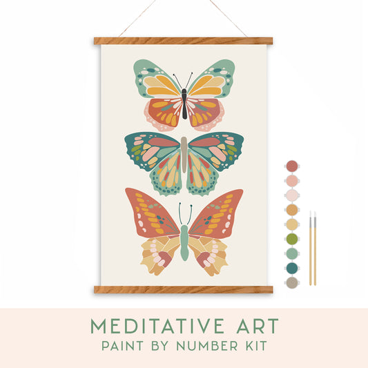 Vibrant Butterflies Meditative Art Paint by Number Kit
