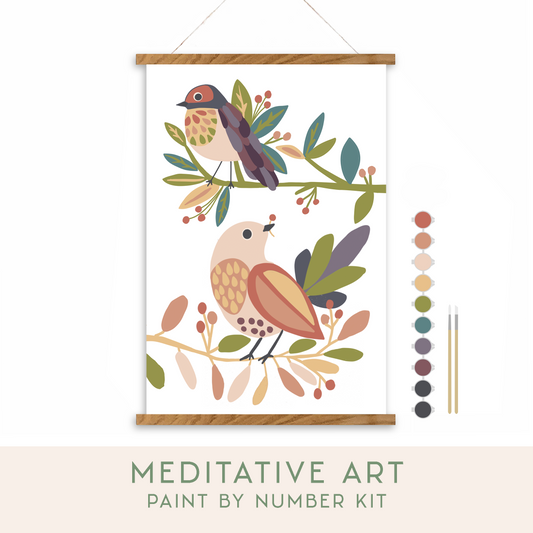Birds in Balance Nature Meditative Art Paint by Number Kit