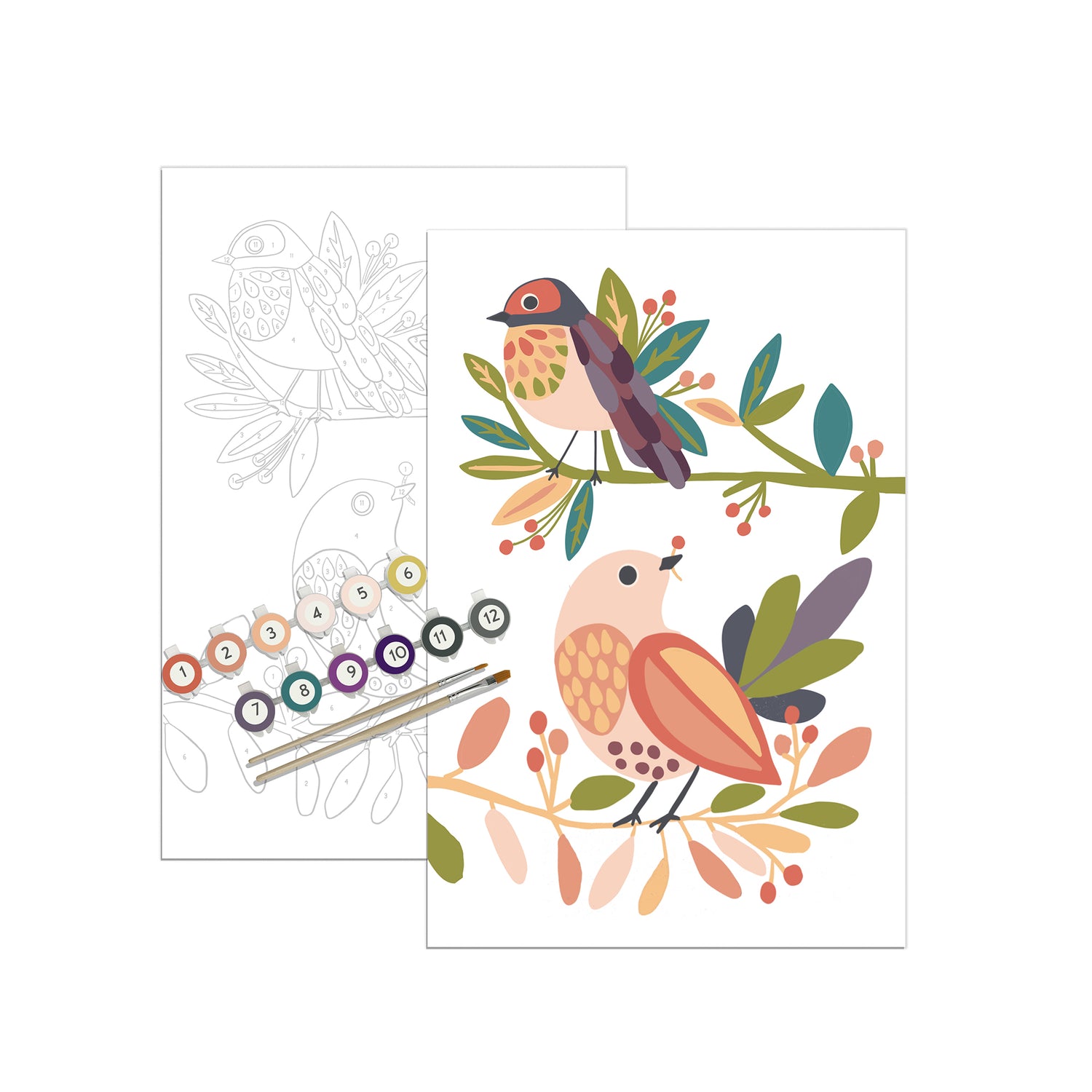 Birds in Balance Nature Meditative Art Paint by Number Kit