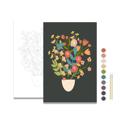 Paint kit with flower bouquet. 