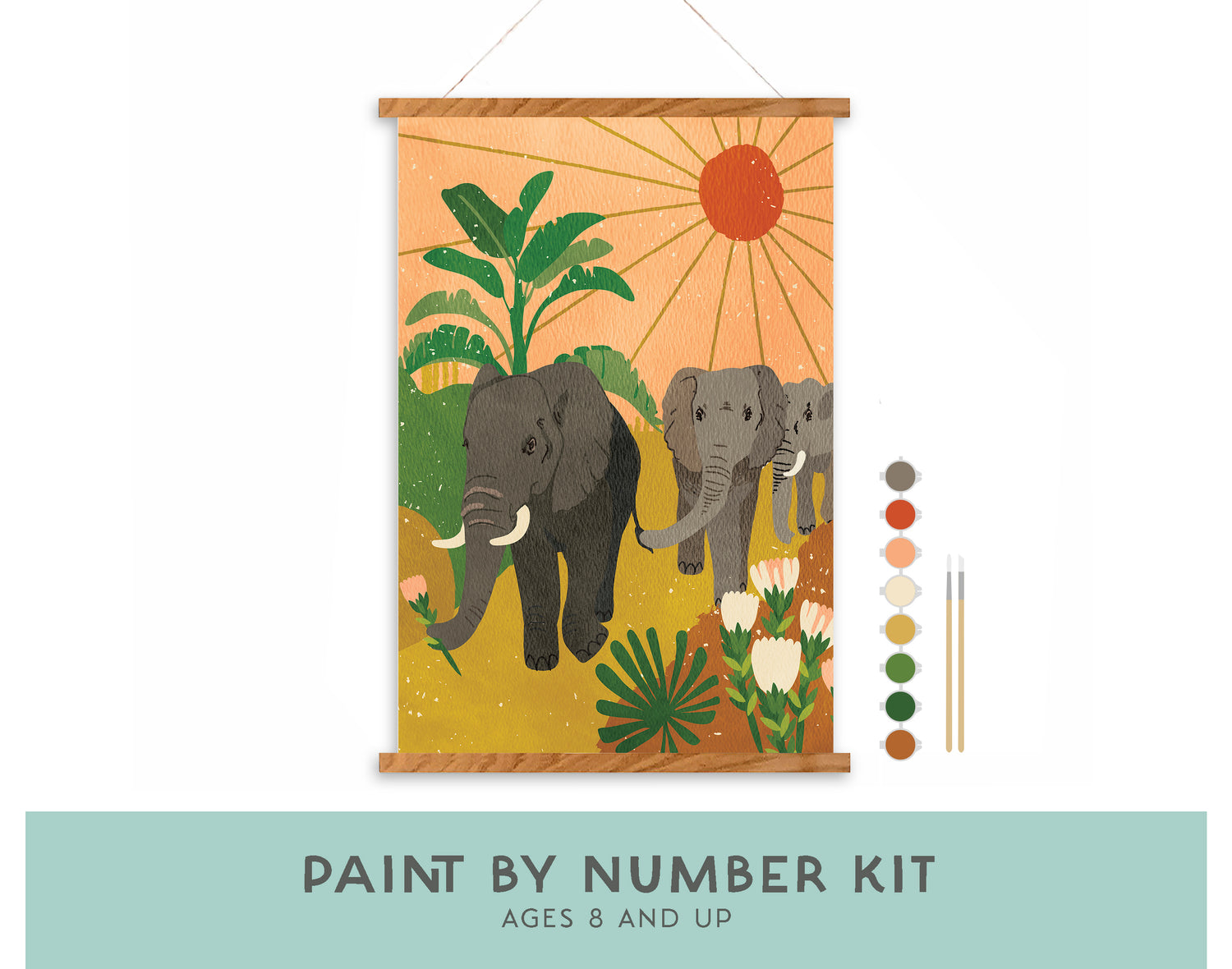 Elephant Family Paint By Numbers Kit for Kids