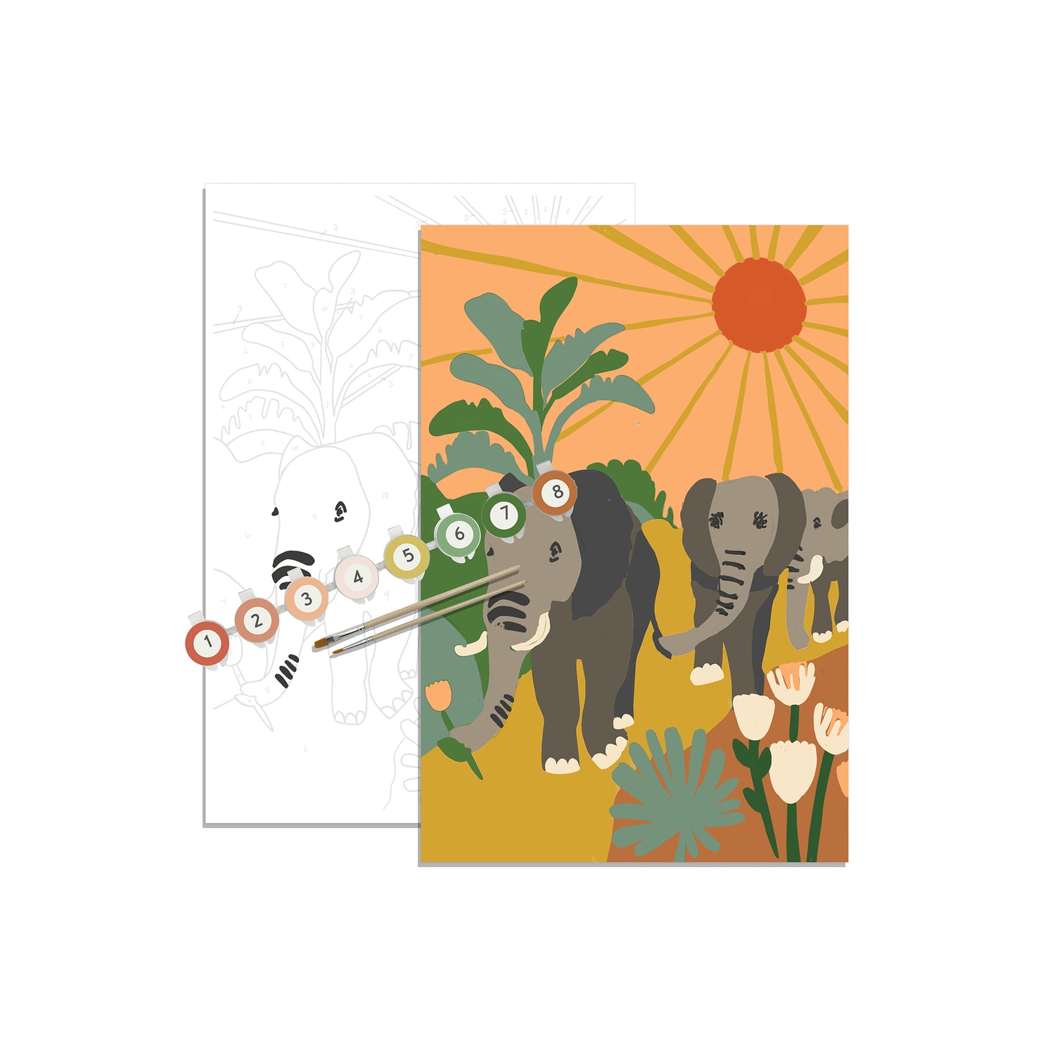 Elephant Family Paint By Numbers Kit for Kids