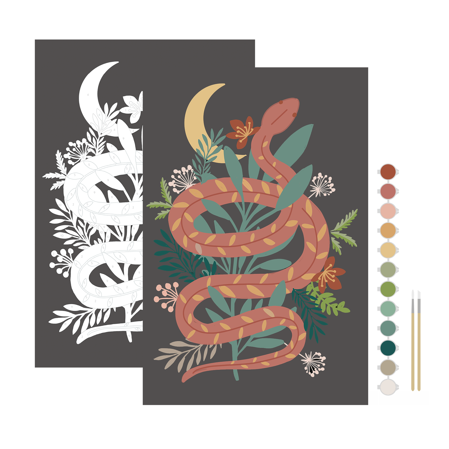 Floral Snake Meditative Art PBN Kit