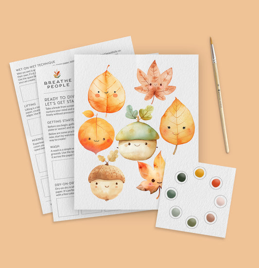 All-in-One Watercolor Kits for Cozy Fall Days- Fall Leaves