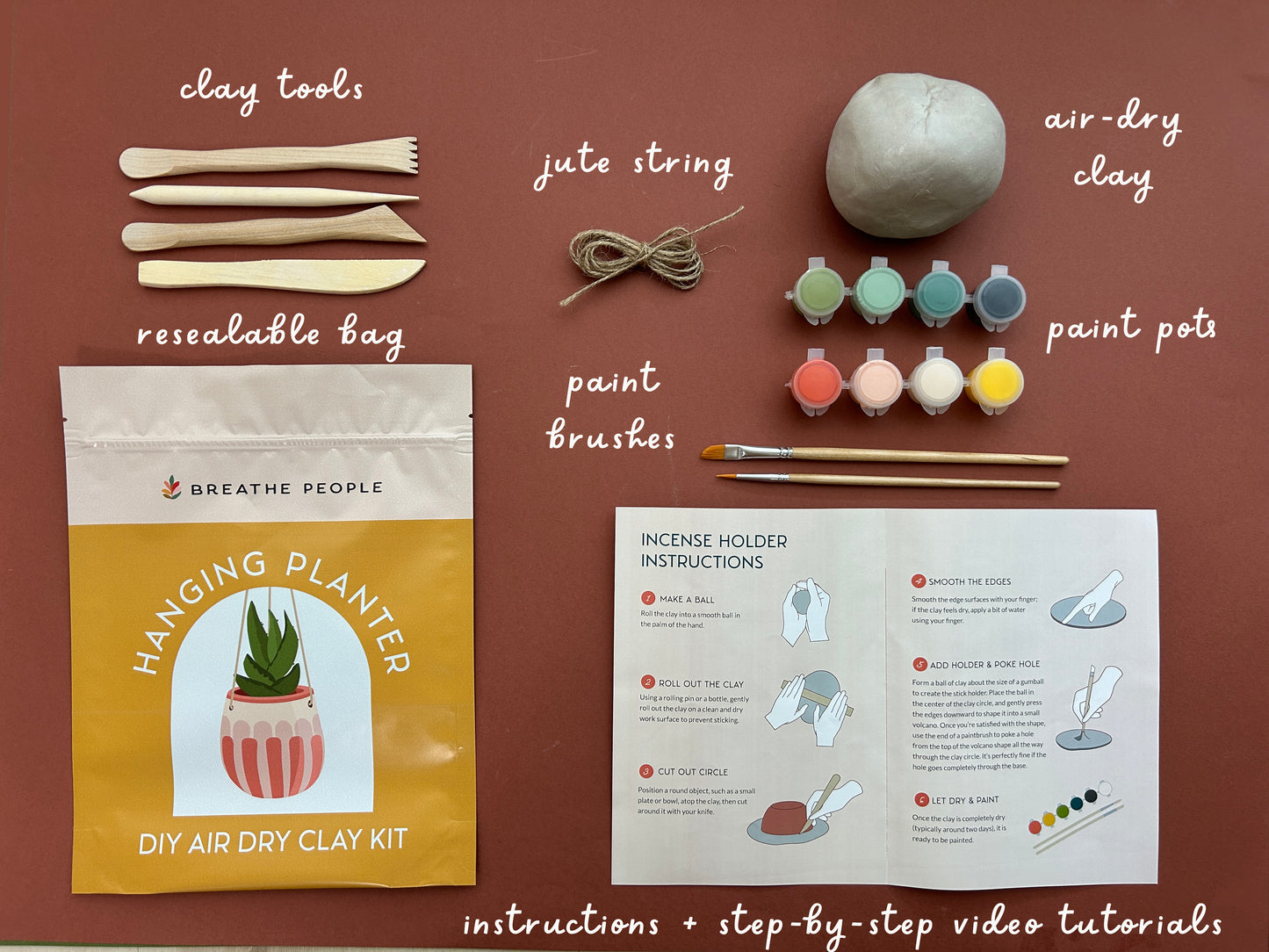 DIY Air Dry Clay Kit- Make Your Own Hanging Planter