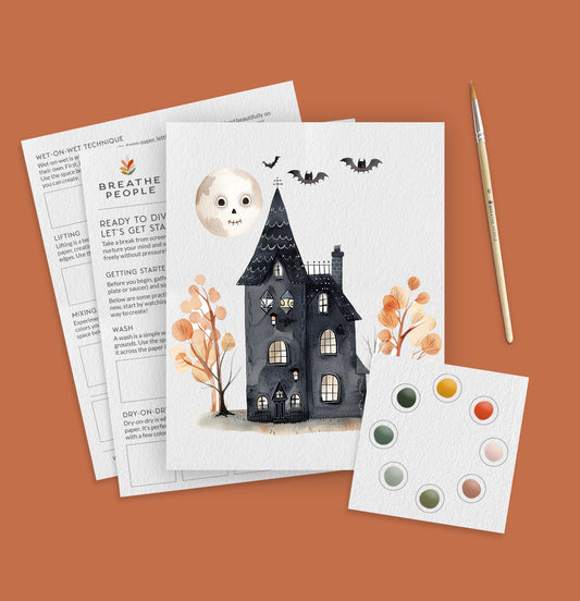 All-in-One Watercolor Kits for Cozy Fall Days- Haunted House