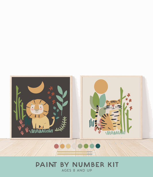 Lion + Tiger Paint by Number Kit