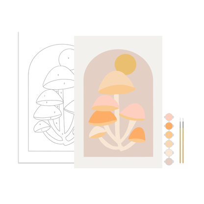 Morning Mushrooms Meditative Art PBN Kit