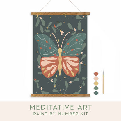 Night Butterfly Meditative Art PBN Kit