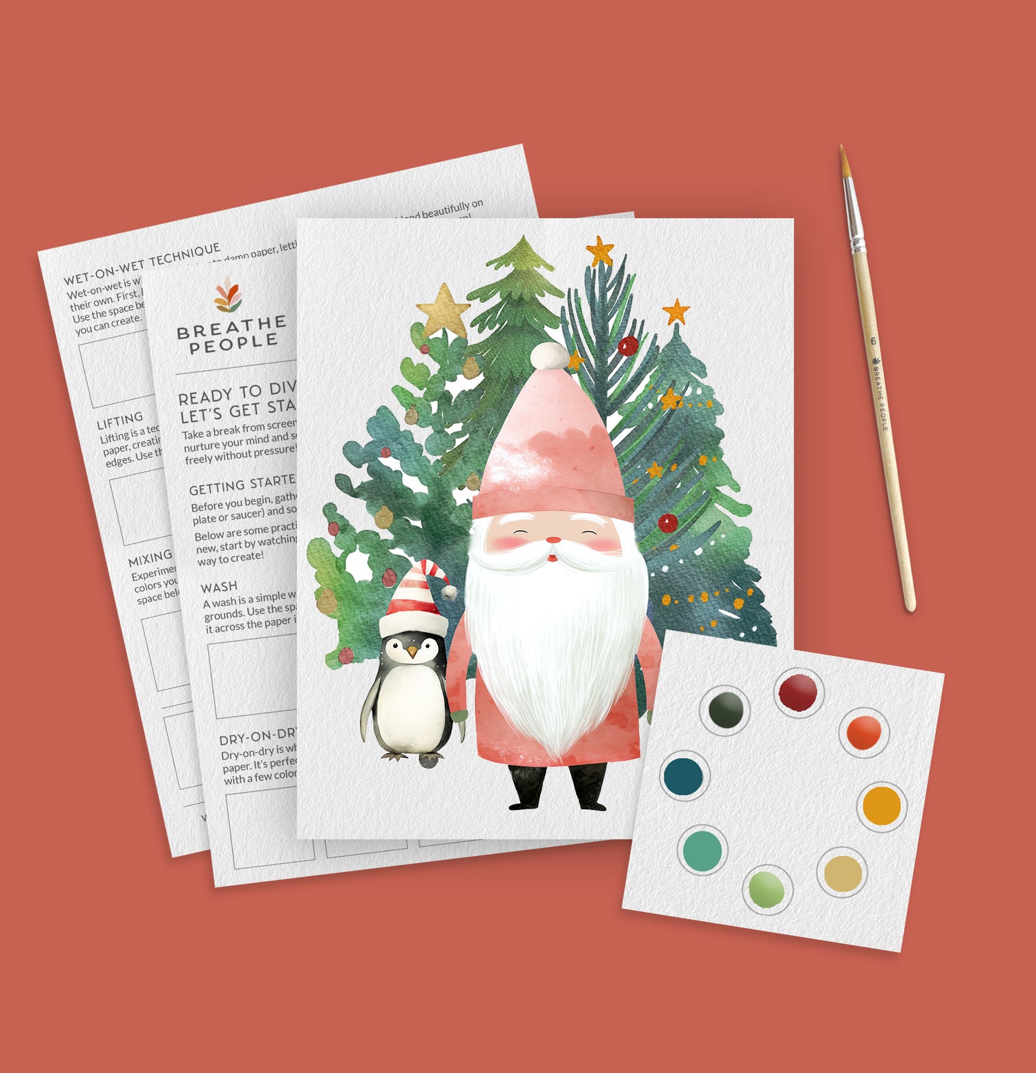 All-in-One Watercolor Kits for Holidays- Santa