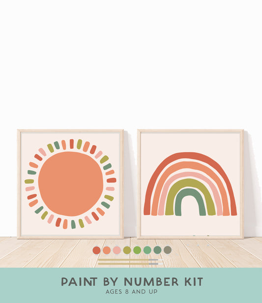 Sun + Rainbow Paint by Number Kit
