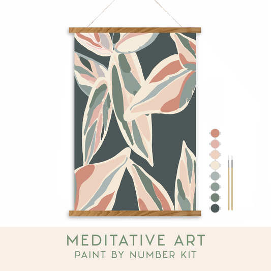 Tropical Leaves Meditative Art Paint by Number Kit